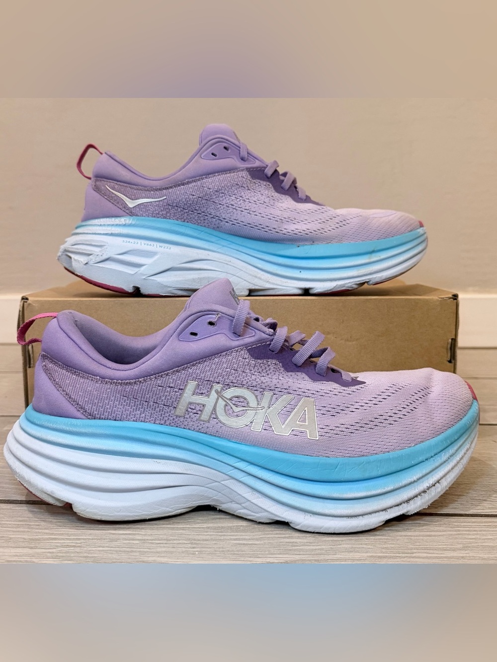 Hoka Lavender and Light Blue Women's Athletic Shoes
